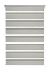 GARDINIA Store Enrouleur Double à Coller ou à Clipser, Store Double / Store à Enroulement Latéral, Bandes transparentes et opaques, Pièces de Montage Incluses, Gris Clair, 90 x 220 cm (lxH)