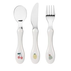 LÄSSIG Kinderbestek set 3-delig lepel vork mes roestvrij staal kunststof handvat/Cutlery Happy Fruits