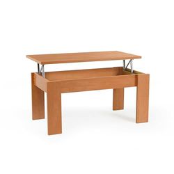 Mesa de centro rectangular elevable. Con compartimento de almacenaje superior. Color cerezo. (Alto 51/63 cm/Ancho 105 cm/Fondo 55 cm).