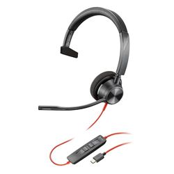 Auricular Poly Blackwire 3310 con cable - Brazo de micrófono flexible - Diseño monoaural - Conexión a PC/Mac mediante USB-C o USB-A - Funciona con Teams y Zoom