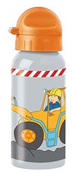 SIGIKID Roestvrijstalen drinkfles, Bodo graafmachine, lekvrij, BPA-vrij, robuust, licht, met draaisluiting demonteerbaar, goed te reinigen, voor kinderen van 3-8 jaar, artikelnr. 25293,