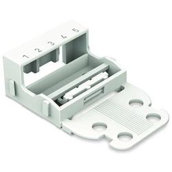 WAGO Supporto di montaggio, per morsettiere a 5 conduttori, Serie 221-4 mm², con piedino di montaggio a scatto per montaggio verticale, bianco, 221-525 (10 pz)