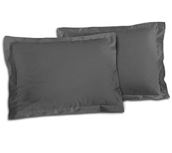 Home Linge Passion Conjunto de 2 fronhas de almofada, algodão, cinzento escuro, individual, 50 x 70 cm, 2