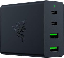 Razer USB-C GaN Charger - Portable Fast Charger (2X USB-C, 2X USB-A with US, EU and UK ports) Black
