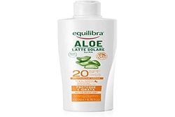 Equilibra Solari, aloe solmjölk SPF 20, baserad på aloe vera, vitamin C och E, arganolja, kokosolja och sheasmör, säkerställer en hälsosam och naturlig solbränning, vattenbeständig, 200 ml