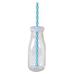 mopec Flessen met deksel, glas, blauw, 6 x 6 x 15 cm, 8 stuks