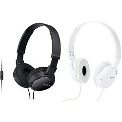 Sony MDR-ZX110AP Cuffie on-Ear con Microfono, Nero & MDR-ZX110 Cuffie on-Ear, Bianco