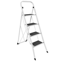 Home Vida B00QTJ9D4A.VC.UK Designs de vida - escada de 4 degraus, aço resistente, dobrável, portátil com tapete antiderrapante, 4 degraus, 4 Step Ladder