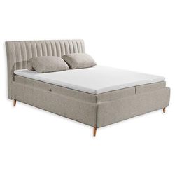 Stella Trading Akron Lot de 6 Boxeurs, 180 x 200 cm, Sable, Confortables, avec tiroir de lit et surmatelas en Mousse Froide, d'ingénierie Polyester Bois