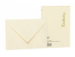 Rössler Papier 2031388803 - Paquete de sobres DIN C6, forro de seda, 20 unidades, papel hecho a mano, martillado, marfil