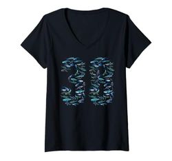 Donna Bambini 38 anni vita oceanica pesce balena squalo 38° compleanno Maglietta con Collo a V
