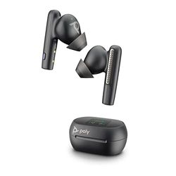 Poly Voyager Free 60+ auricolari true wireless - Cancellazione del rumore per chiamate chiare - Cancellazione attiva del rumore - Custodia per ricarica intelligente con controlli touch