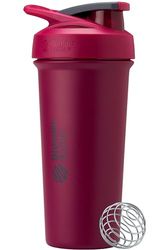 BlenderBottle Strada Sleek Shaker Cup Insulated Stainless Steel Water Bottle with Wire Whisk, 740ml, Raspberry