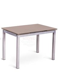 Stone Home Furniture, Mesa Extensible de Cristal Templado con Patas de Metal, Mesa de Comedor hasta 6 plazas Rectangular, Modelo Baud, Color Capuchino, 75 x 110/170 cm H. 75 cm