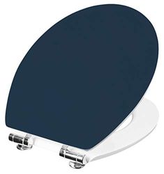 Cornat KSVOSC90 KSVOSC90-Assento de sanita (núcleo de madeira de alta qualidade, descida automática, sensação de assento confortável), design monocor, azul marinho