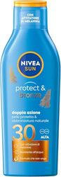 NIVEA SUN Latte Solare Protect & Bronze FP 30 200 ml, Crema solare 30 per un'abbronzatura dorata, intensa e uniforme, Protezione solare 30 con attivatore di melanina
