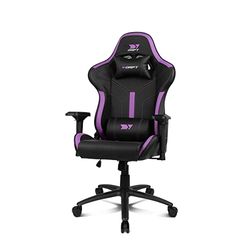DRIFT Gaming Chair DR350 -DR350BV - profesjonalny fotel do gier, imitacja skóry, podłokietniki 4D, ciche kółka, tłok klasy 4, pochylenie, poduszka lędźwiowa/szyjna, kolor czarny/fioletowy