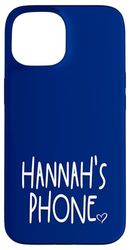 Hannah's Phone Hannah Nom personnalisé Blanc Bleu Coque pour iPhone 15