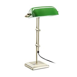 Relaxdays Candeeiro de mesa, design banqueiro, verde e bronze, 18 x 27 x 46 cm