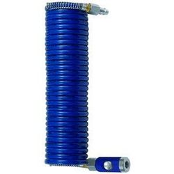 Juego de acoplamientos para manguera en espiral, acoplamiento de seguridad NW 7,4, nailon 11 PA, diámetro de manguera 9,5 x 7,9, PN a 23 °C máx. 12 bares. Longitud: 7,5 m.