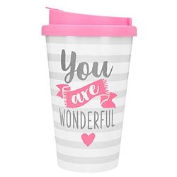 Depesche 2180.047 to-go-mugg av plast med ordspråk, 350 ml, You Are Wonderful, flerfärgad