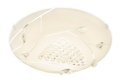 Briloner Leuchten 3291 – 016 A +, – Lámpara de techo LED, 1 x LED Módulo, 12 W, 1,200 lúmenes, metal, cristal blanco con decoración