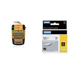 DYMO Rhino 4200 Etichettatrice Professionale, Tastiera Qwerty, 19Mm, Giallo/Nero & S0718260 Tubo Termoretraibile