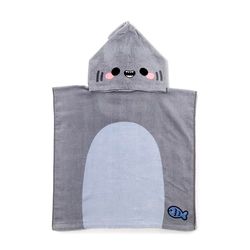 Puckator Accappatoio per Bambini a Poncho - Archie lo Squalo - Adoramals, Animali Dolci - Asciugamano con Cappuccio senza maniche 100% in Cotone