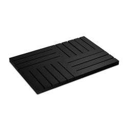 Relaxdays Bamboo Bathmat, 61 x 40 cm, Non-Slip Rug for Bath, Shower, Sauna, Indoor & Outdoor, Black, 3.5 x 61 x 40 cm