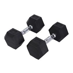 Endless Pair of 15 Kg (2 * 33 LB) Hexagon Rubber Coated Dumbbell | Black | Material: Iron and Rubber | Perfect for Bodybuilding, Fitness, Weight Lifting and Training at Home or Gym