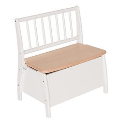 Geuther Bambino Banco Arcón | Banco con espacio de almacenamiento | Arcón de madera maciza | con freno de tapa | Colores adecuados para niños |para la guardería hasta los 6 años | Blanco/Naturaleza