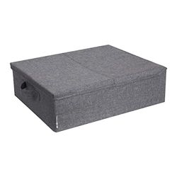 Bigso Box of Sweden Scatola sottoletto con maniglie per coperte, vestiti, cuscini, giocattoli e altro – Scatola portaoggetti in poliestere e cartone – Scatola pieghevole versatile – grigio