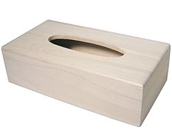 Zakdoekdoos van Balsa hout met deksel, 25 x 12 x 7 cm.