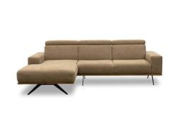 DOMO. Collection Hoekbank Lucera, functionele sofa in L-vorm, hoekbank, 259x169 cm, gestoffeerde hoek met houten frame in bruin (koffie)