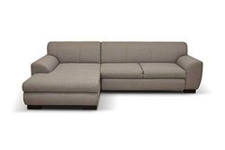 DOMO. collection Nika Forma angolare, Moderno Imbottito, Divano ad Angolo Legno Tessuto, Marrone, 277x156x78 cm