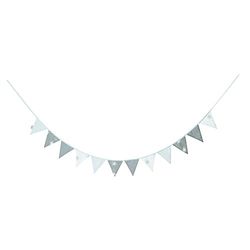 roba Guirnalda de Tela Little Stars - 12 Banderines (2m) - Longitud de la Guirnalda 3m - Decoración para Habitaciones de Bebés y Niños en Gris/Blanco