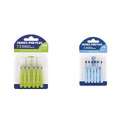 CRINEX - Phb Plus Micro Gf - Brossette Dentaire - Fibres en Tynex - Vert - 12 Brossettes par Unité & Phb Plus Conique - Brossette Dentaire - Fibres en Tynex - Bleu - 6 Brossettes par Unité