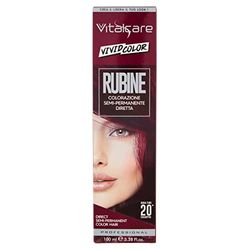 Vitalcare | Vivid - Professional Semi-Permanent Coloring, Hair Color Dye, Direct Hair Dye, Lasts Up to 20 Washes, Soft, Hydrated and Bright Hair, Ruby Color