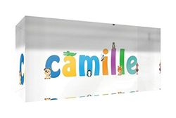 Little Helper Souvenir Décoratif en Acrylique Transparent Poli comme Diamant Style Illustratif Coloré avec le Nom de Jeune Garçon Camille 5 x 21 x 2 cm Grand