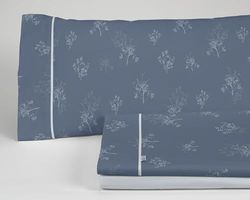 Juego de sábanas Vairy color azul. Cama de 150 cm. 3 piezas