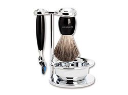 Böker Manufaktur Solingen - Set de afeitado (resina noble, 1 unidad), color negro