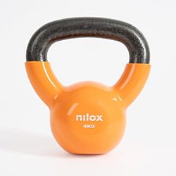 Nilox, Kettlebell 4 kg, gewicht fitnessstudio en training thuis, kettlebell met comfortabele handgreep en platte bodem zonder afrollen, training thuis, stevig gewicht 4 kg, binnenuitrusting van