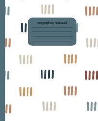 Composition Notebook: Linear Boho Pattern on White Background, Boho Aesthetic, for girls, teens and women, perfect for school or work, 7.5 x 9.25 in.,120 pages college ruled, Soft, Matte Cover