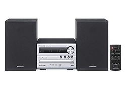 Panasonic SC-PM250EC-S Sistema estéreo compacto de alta fidelidade com leitor de CD, rádio FM, USB e Bluetooth, colunas de 20 W, graves intensos e som claro, prateado