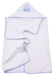 Filet - P1509B Sortie de Bain en Éponge de Coton, 60 x 100 cm, Idéal pour Bébé de 6 à 12 Mois, avec Bande en Toile Aïda à Broder, Blanc et Bleu