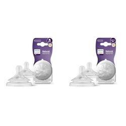 Philips Avent Lot de 2 tétines pour biberon à Réponse Naturelle 0% BPA & Avent Lot de 2 tétines pour biberon à Réponse Naturelle 0% BPA, Débit 3 pour Bébé de 1 mois + (modèle SCY963/02)