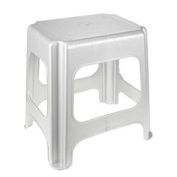 keeeper Banqueta maxi, plástico resistente (PP), 41 x 33,5 x 42,5 cm, máx, prateado