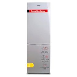 Corbero - Frigorífico Combi 293L | CCH18564NFW | No Frost | Color Blanco | Luz LED | Crisper | Balcones Ajustables | Estantes de Cristal | Hueveras | Cubiteras | 39 Db | Eficiencia Energética D, Plata