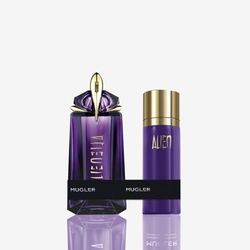 MUGLER Alien, Eau de Parfum + Deodorante, Profumo Donna, Profumo Ambrato, Legnoso e Floreale, Fragranza Straordinaria, Ricaricabile, 90 ml + 100 ml