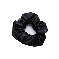 Mjwlgs Cuerda de Pelo 10cm Mujeres niñas Ancha Banda de Goma elástica Brillo Oro/Espalda Piel sintética Cuerda Cabello Cuerda arrollada Bailando Ponytail Titular Fiesta (Color : Black)